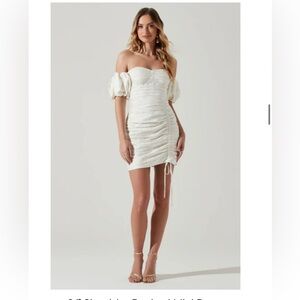 Astr Off-Shoulder Cream Mini Dress